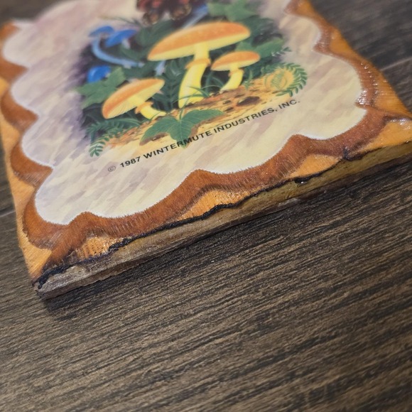 Vintage Mushroom Butterfly Wood Wall Plaque 4x3.25 Kitsch 80s Cottagecore Decor - Picture 2 of 5